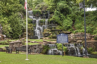 Cold Water Falls, the largest man-made natural stone waterfall, at Tuscumbia Big Spring in