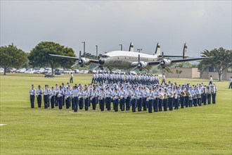 USAF band playing during United States Air Force basic training graduation In San Antonio, Texas,