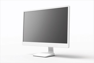 White computer flat screen monitor on white background. KI generiert, generiert AI generated