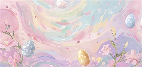 Abstract illustration of Easter with swirling pastel colors, resembling the soft hues of painted