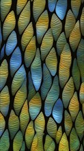 Vibrant butterfly wing with iridescent scales and network of veins, AI generated