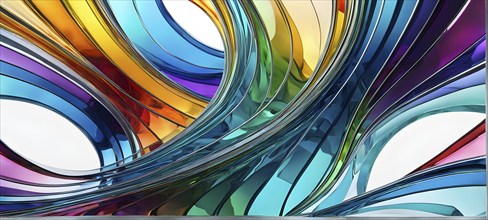 3d rendering of vibrant colored abstract changing glass design in an ornament structure, AI