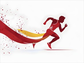 Running athlete illustration as a minimalist silhouette in motion, with dynamic curves and abstract