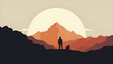 Minimalist illustration representing outdoor adventure and nature, AI generated