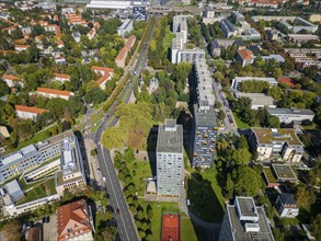 Dresden Südvorstadt student residences Fritz Förster Platz, Dresden aerial view, Dresden, Saxony,