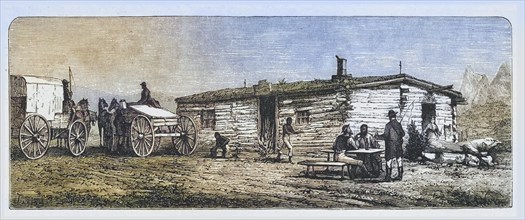 Old post station on the Colorado prairie. From American Pictures Drawn With Pen And Pencil by Rev