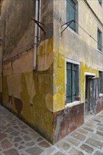 Dilapidated house facade, Burano, Venice, Veneto, Italy, Europe