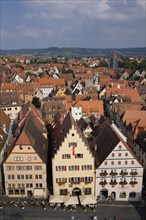 High angle view of commercial and residential buildings with traditional terracotta ceramic tiled