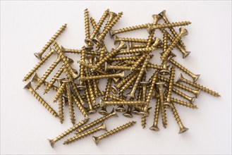 Phillips screws on a white background, wood screws, spax screws