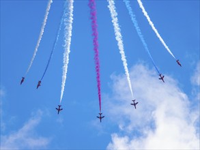 Red Arrows, Royal Air Force Aerobatic Team, Airshow 2024, Teignmouth, Devon, England, United