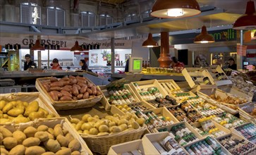 Historic market hall Marché couvert, Colmar, Alsace, France, Europe