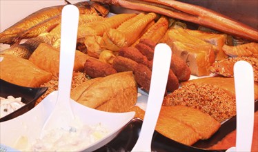 Close-up of a fish counter