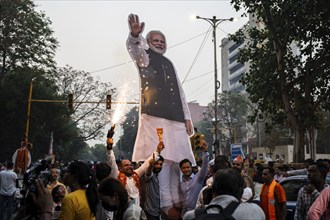 New Delhi, India, 4 June 2024. Bharatiya Janata Party (BJP) supporters celebrate as India's Prime