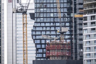 Construction site of the FOUR construction project, 4 high-rise towers at Roßmarkt in Frankfurt am