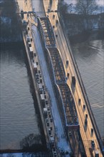 Norderelbbrücke, Elbe, bridge, Elbe bridge, traffic, traffic route, sunset, aerial view, Hamburg