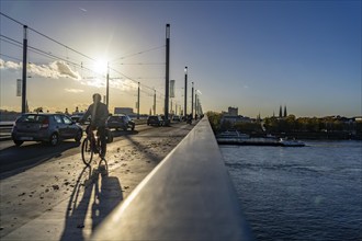 Traffic on the Kennedy Bridge, middle of the 3 Rhine bridges in Bonn, connects the centre of Bonn