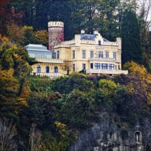 Marienfels Castle with Maria in the rock at the bottom of the picture, former residence of