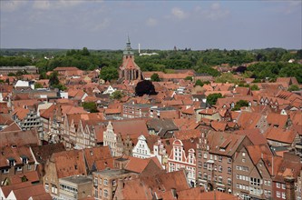 Europe, Germany, Lower Saxony, Hamburg Metropolitan Region, Lüneburg, View of Old Town and Auf dem