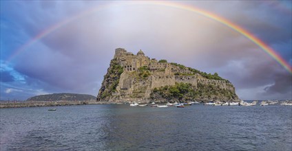 Italy, scenic medieval Aragon castle, Aragonese Castle om Ischia island near Naples, Europe