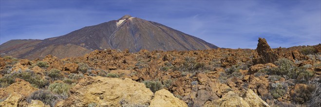 El Teide National Park, behind it the Pico del Teide, 3715m, World Heritage Site, Tenerife, Canary