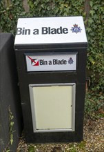 Bin a Blade knife amnesty police crime prevention campaign scheme, Stowmarket, Suffolk, England, UK