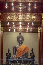 Buddha statue, Bhumispara-mudra, Buddha Gautama at the moment of enlightenment, Wat Ong Teu,