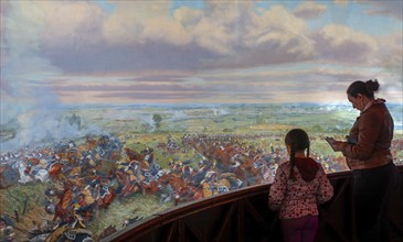 Battlefield scene at the Panorama, 360° fresco by Louis Dumoulin depicting 1815 Battle of Waterloo,