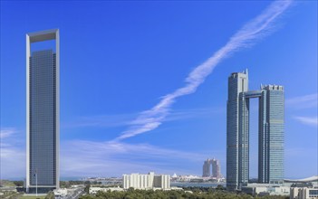 UAE, United Arab Emirates, Abu Dhabi downtown panorama and financial center skyline, Asia