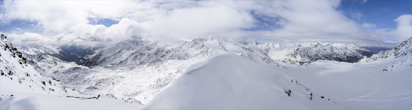 Mountain panorama, mountain peak Monte Cevedale, snow-covered mountain landscape, Ortler Alps,