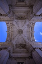 Arco da Rua Augusta, triumphal arch, from below, Praça do Comércio square, Baixa, Lisbon, Portugal,