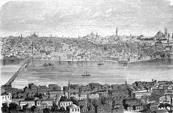 Constantinople, today Istambul, seen from Galata, in 1870, Turkey, Historical, digital reproduction