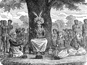 Africa, sorcerer from the Marua people, Urua, in today's Kenya, in 1880, Historical, digital