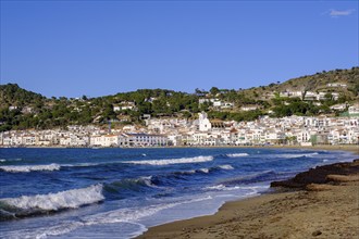 Beach with El Port de la Selva, Costa Brava, Catalonia, Spain, Europe