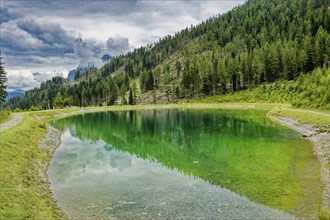 Panoramic lake, mountain lake, Stubai Alps near Telfes and Fulpmes, high mountains of the Alps,