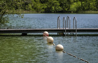 Swimming pool at Lake Thumsee, Bad Reichenhall, Bavaria, Germany, Europe