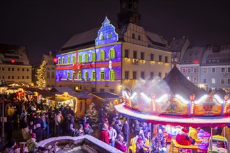 Christmas market in Pirna on the historic market square, Pirna, Saxony, Germany, Europe