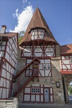 Rödelseer Tor, built in the 13th century, part of the town fortifications, Iphofen, Lower