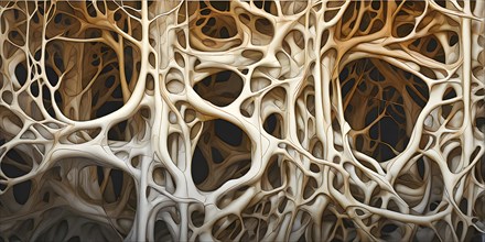 Abstract illustration depicting the branching patterns of tree roots representing natural