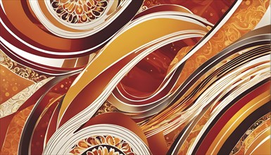 Abstract composition representing the warmth of holiday gatherings in warm red and orange colors,