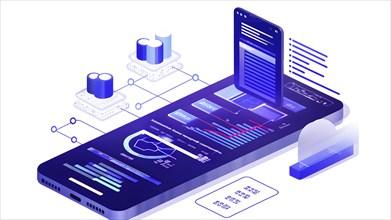 Application of Smartphone with business graph and analytics data, AI generated