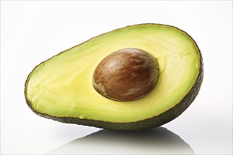 Halved avocado on white background. KI generiert, generiert AI generated