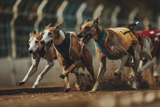 Greyhound dogs running in race, Generative AI, AI generated