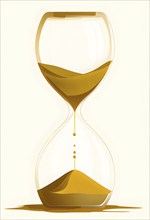 Minimalist hourglass illustration with abstract golden sand falling slowly, representing the