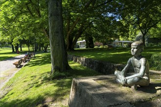 Grugapark, Essen, botanical garden, park for leisure and recreation, artwork Seated Boy 1951, North