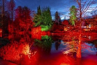 Parkleuchten, event in winter, in the Grugapark in Essen, many different light installations,