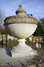 Georgian stone decorative grave urn, Shottisham, Suffolk, England, UK