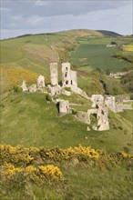 Corfe Castle is located in a natural defensive site on a hill between chalk ridges and for a