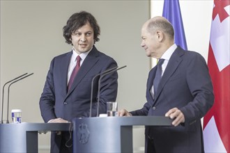 Federal Chancellor Olaf Scholz and Irakli Kobakhidze, Prime Minister of Georgia, at a press