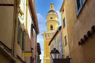 France, French Riviera, scenic Menton old city streets in historic center, Europe