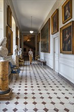 La Galerie, gallery with busts and paintings at Château de Bel?il, castle in Beloeil and residence